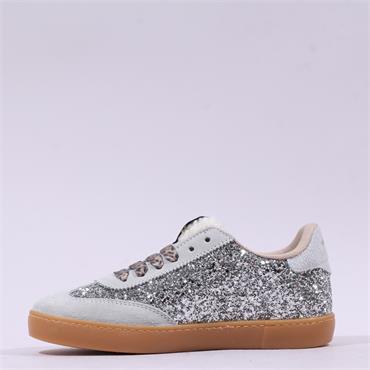 Victoria Berlin Laced Glitter Trainer - Silver Leopard